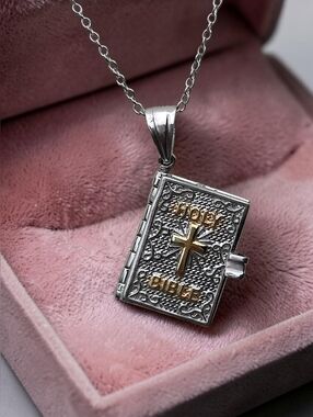 Retired Sterling JTV Bible Pendant Necklace